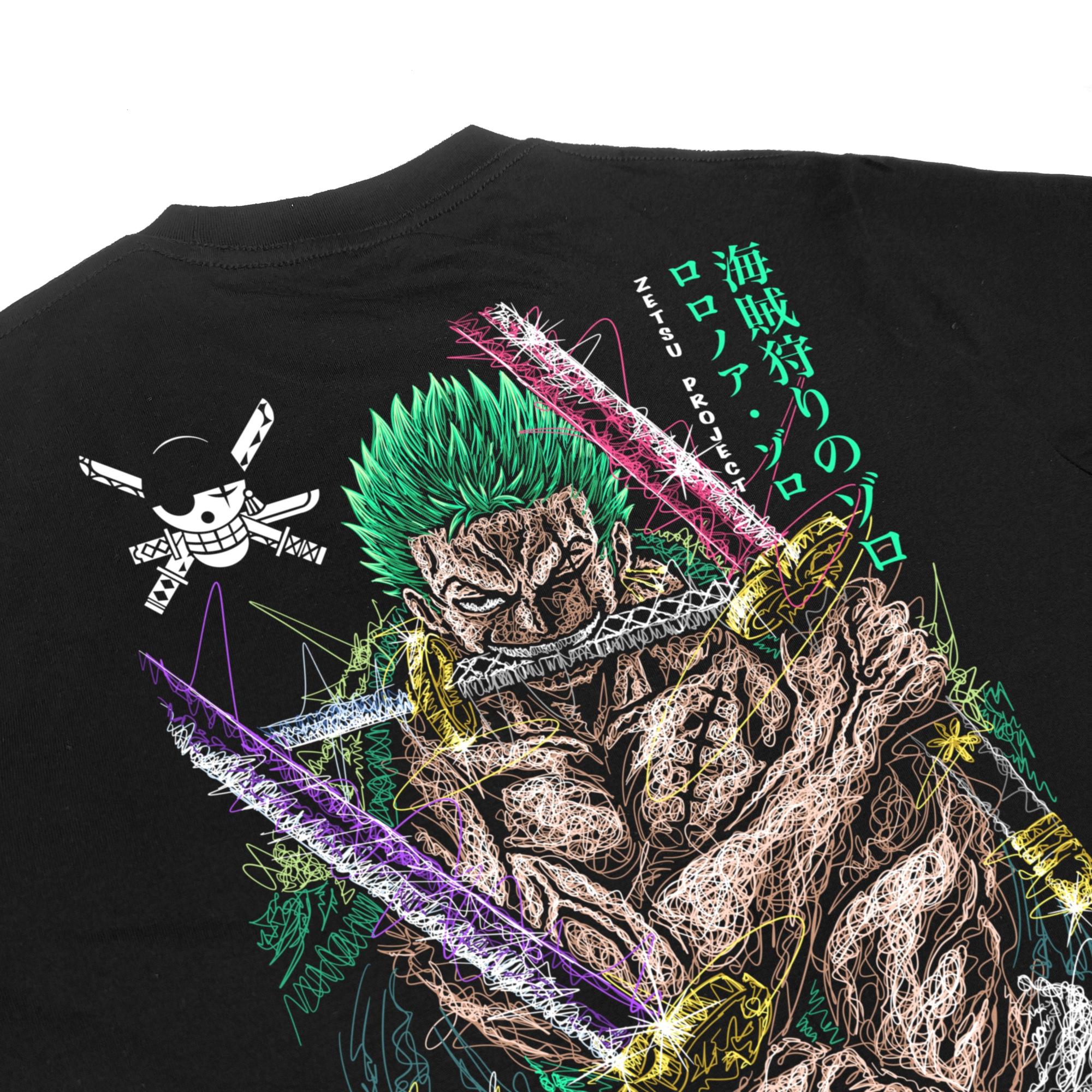 Zetproject Zetsu - Kaos Tshirt Anime Distro Hitam Pria Wanita Lengan Pendek - Zoro Roronoa-5
