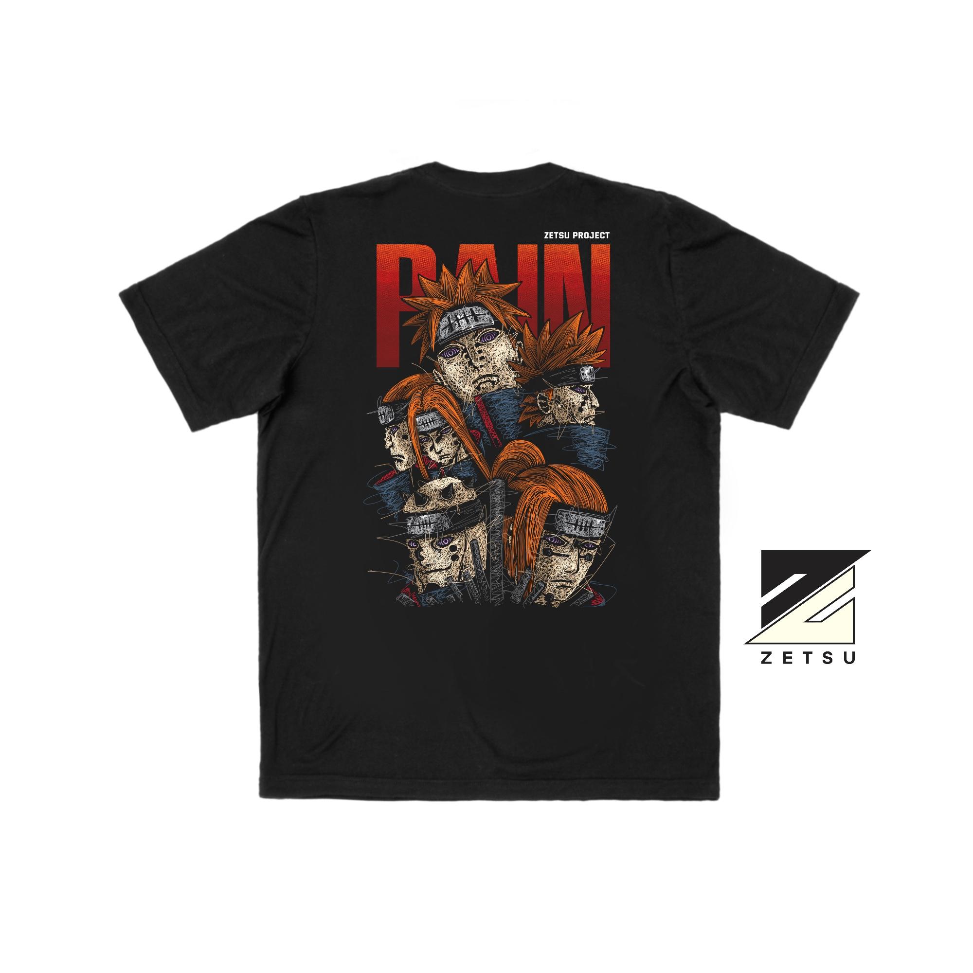 Zetproject Zetsu - Kaos Tshirt Anime Distro Hitam Pria Wanita Lengan Pendek - Pain-3