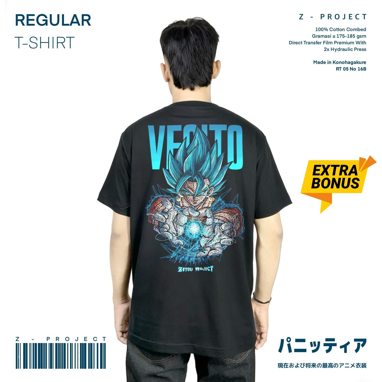 Zetproject Zetsu - Kaos Tshirt Anime Distro Hitam Pria Wanita Lengan Pendek - Vegito