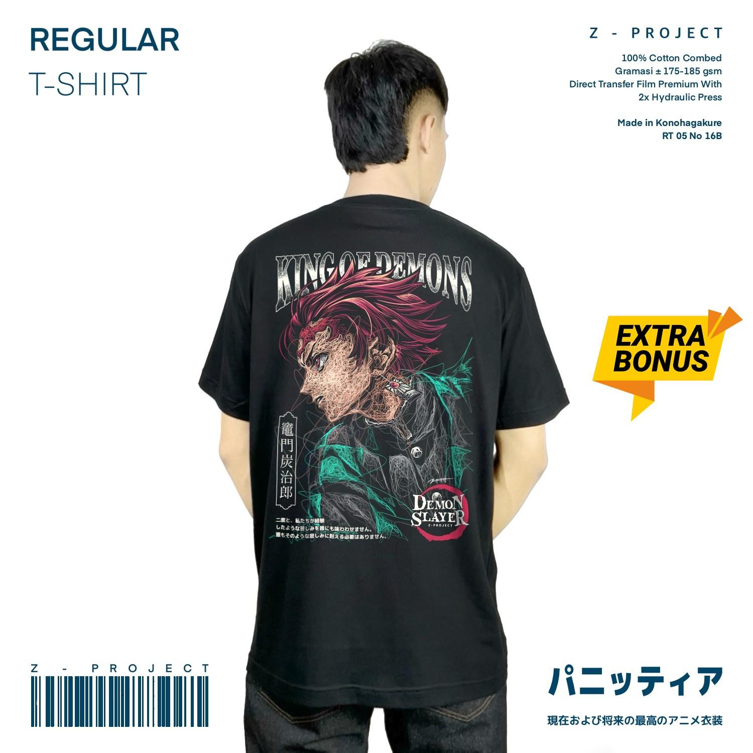 Zetproject Zetsu - Kaos Tshirt Anime Distro Hitam Pria Wanita Lengan Pendek - Tanjiro