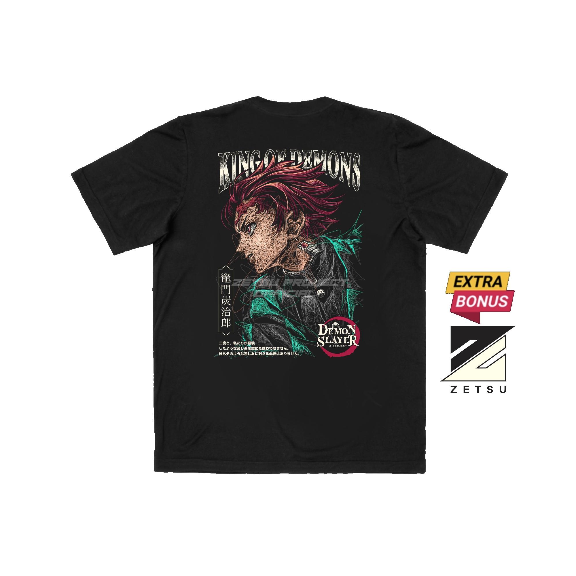 Zetproject Zetsu - Kaos Tshirt Anime Distro Hitam Pria Wanita Lengan Pendek - Tanjiro-5
