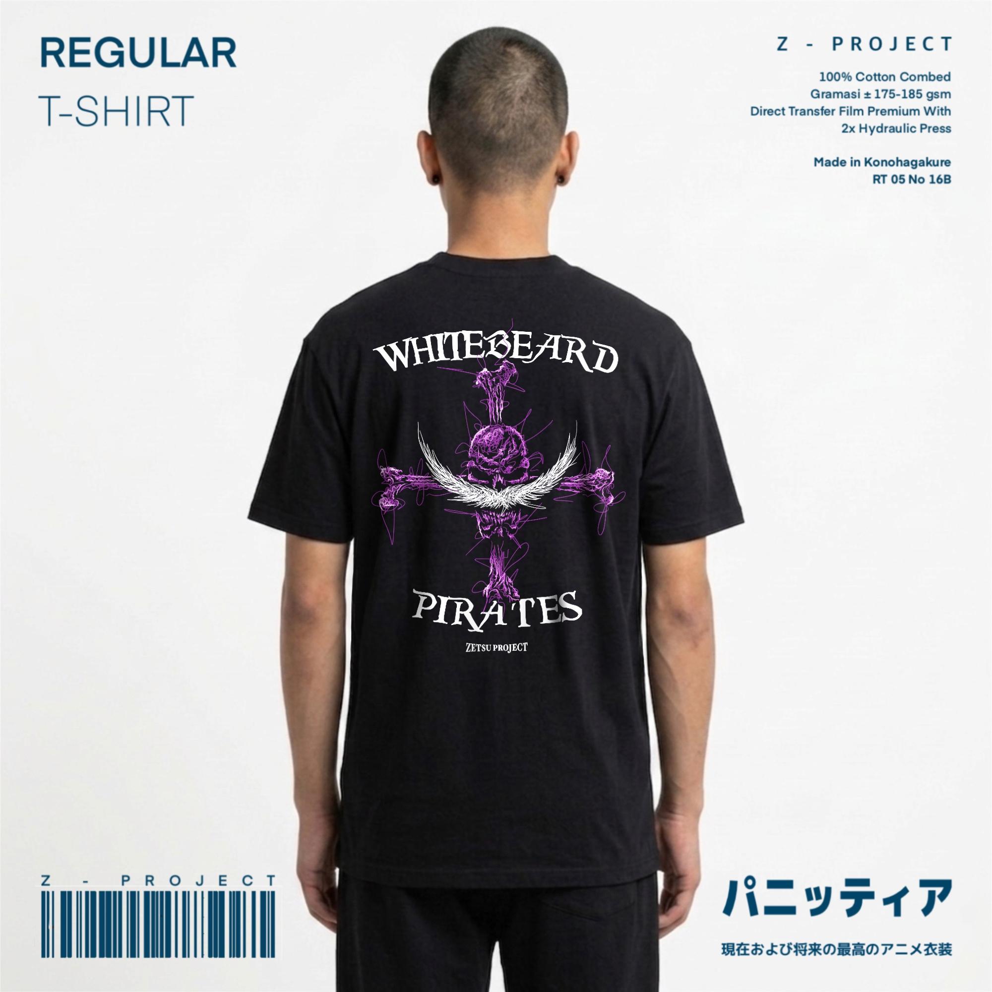 Zetproject Zetsu - Kaos Tshirt Anime Distro Hitam Pria Wanita Lengan Pendek - Whitebeard Pirates