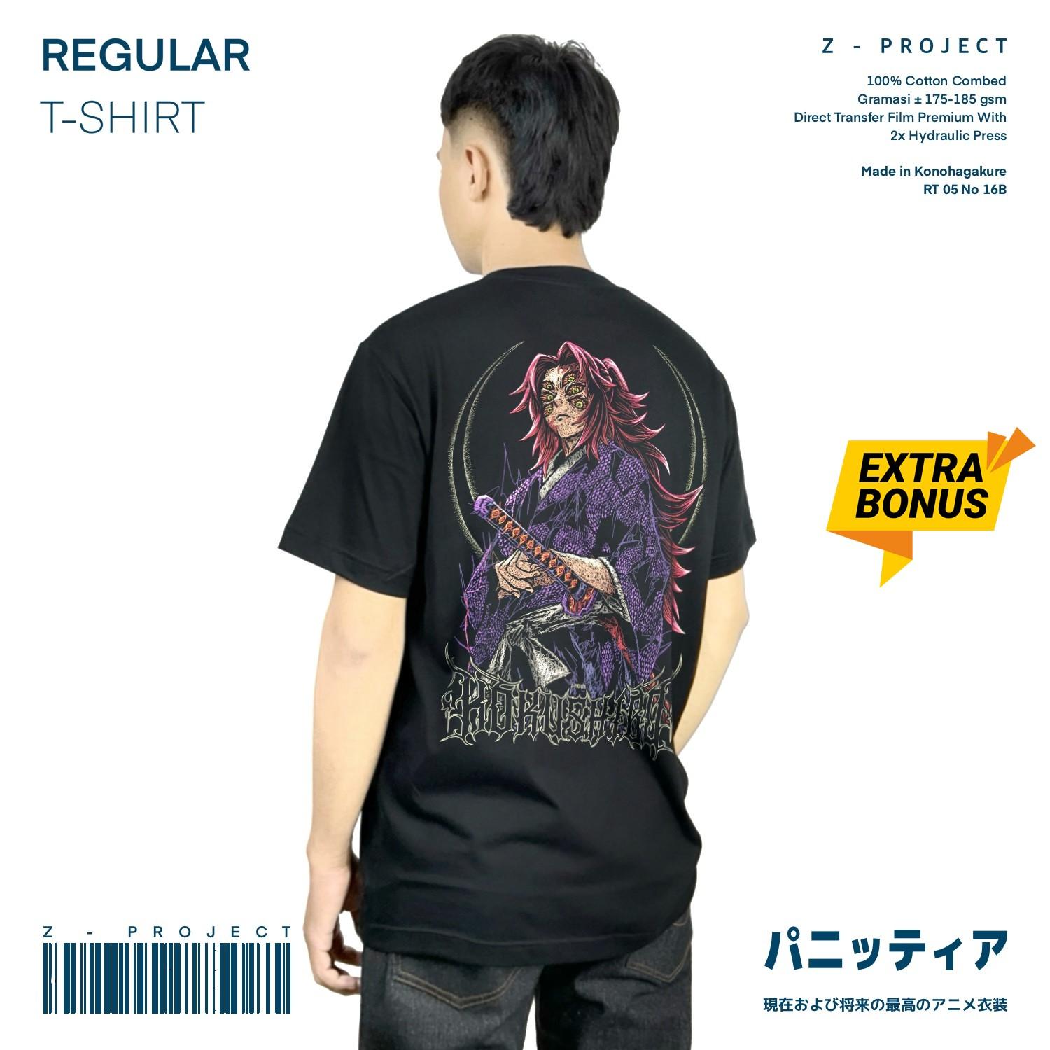 Zetproject Zetsu - Kaos Tshirt Anime Distro Hitam Pria Wanita Lengan Pendek - Kokushibo