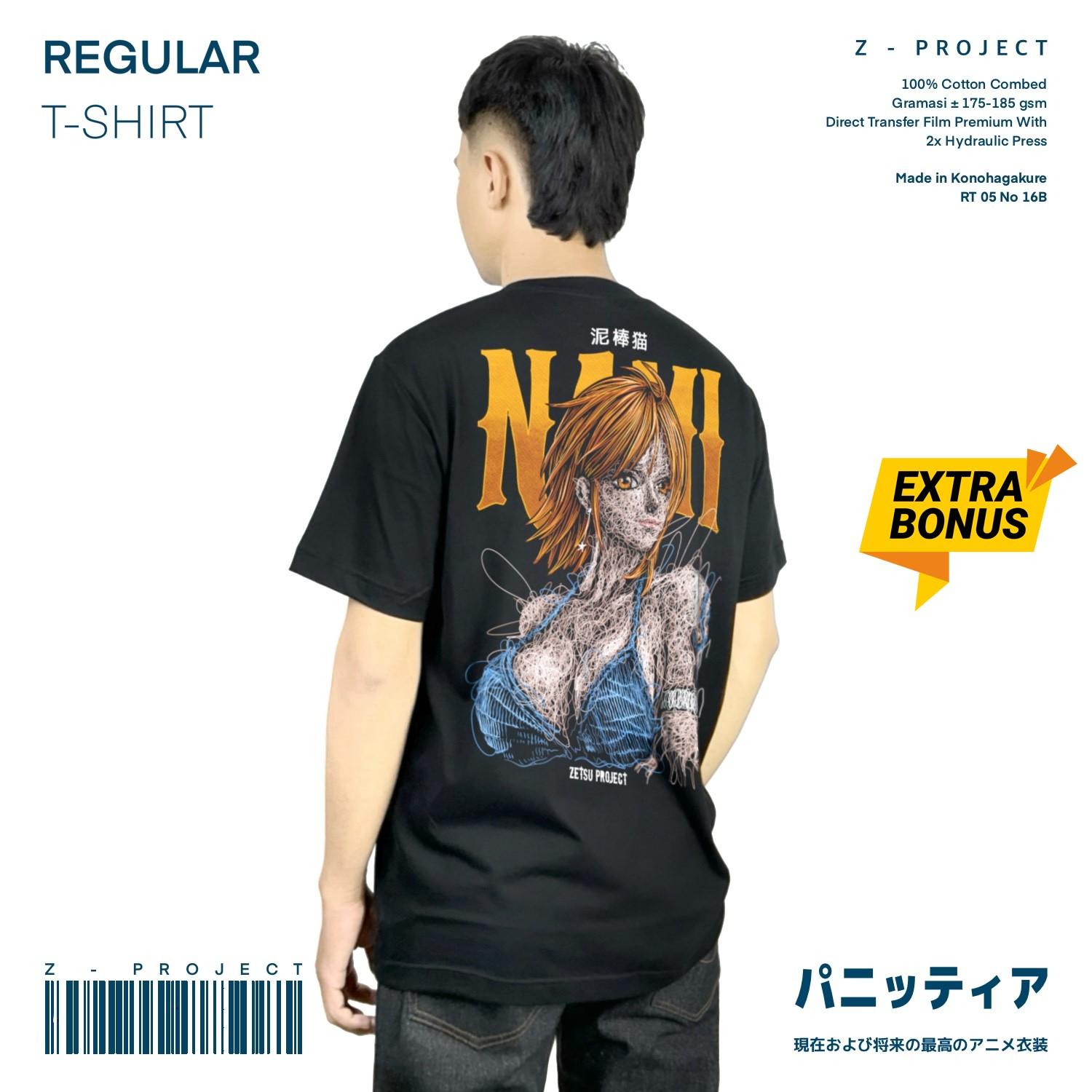 Zetproject Zetsu - Kaos Tshirt Anime Distro Hitam Pria Wanita Lengan Pendek - Nami