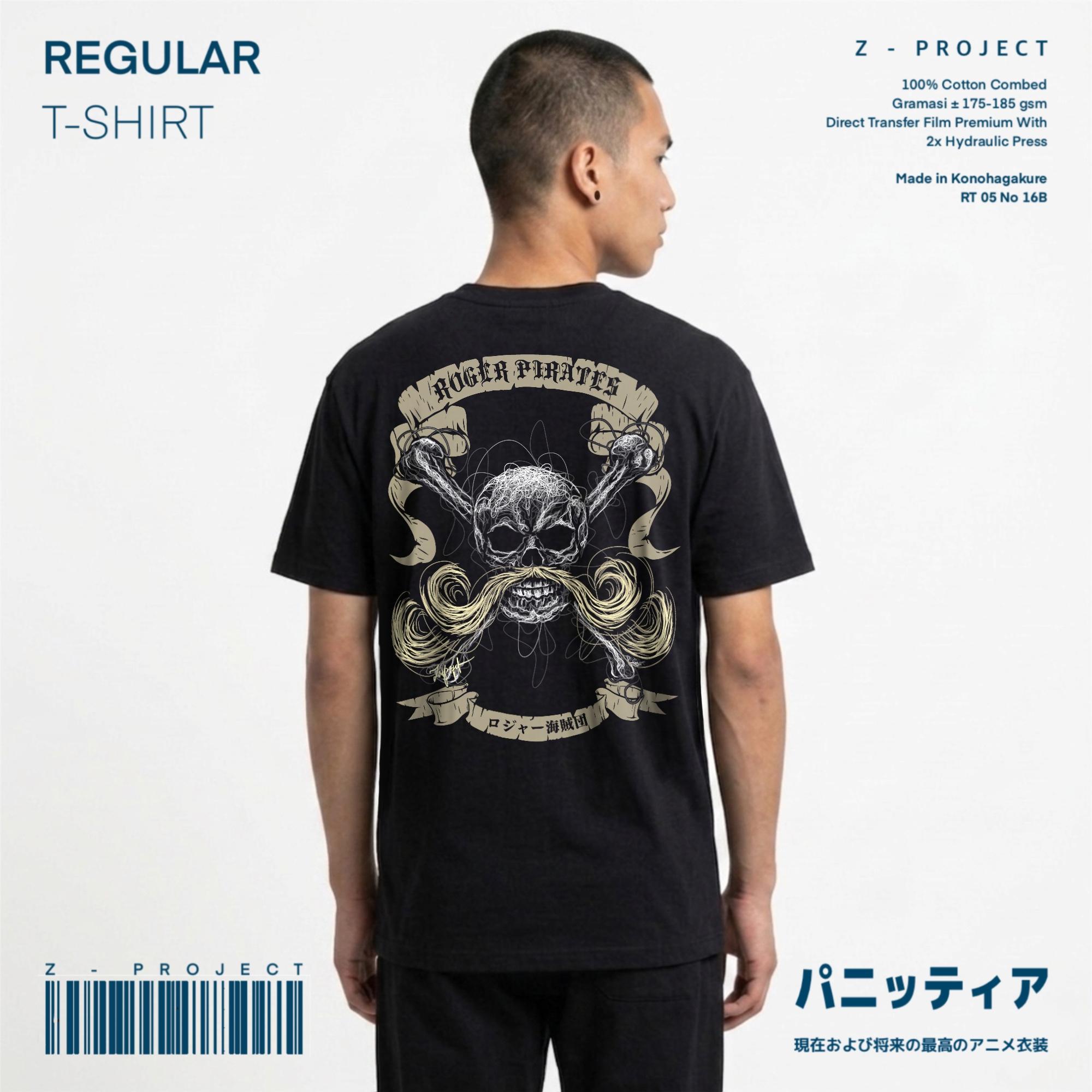 Zetproject Zetsu - Kaos Tshirt Anime Distro Hitam Pria Wanita Lengan Pendek - Roger Pirates