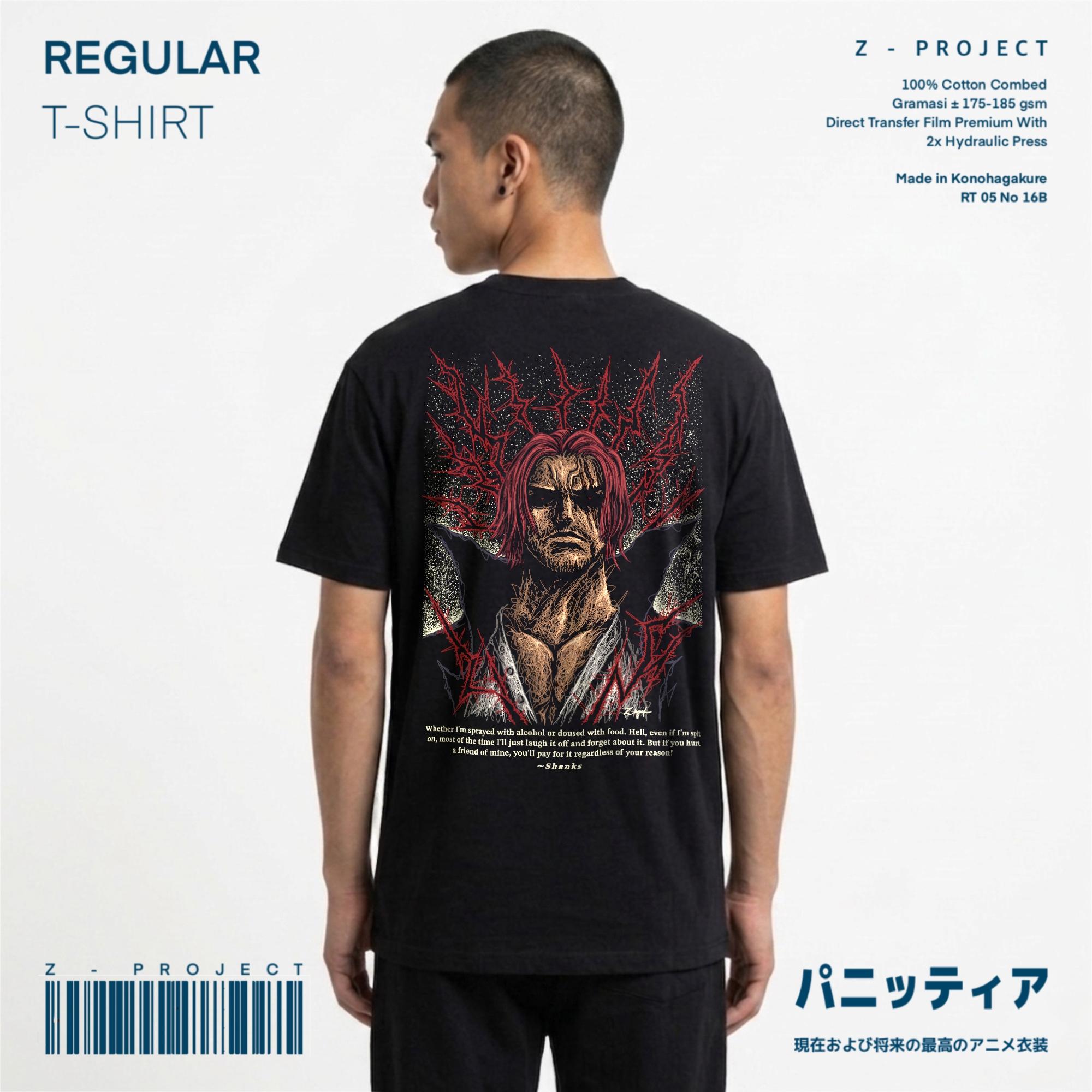 Zetproject Zetsu - Kaos Tshirt Anime Distro Hitam Pria Wanita Lengan Pendek - Shanks