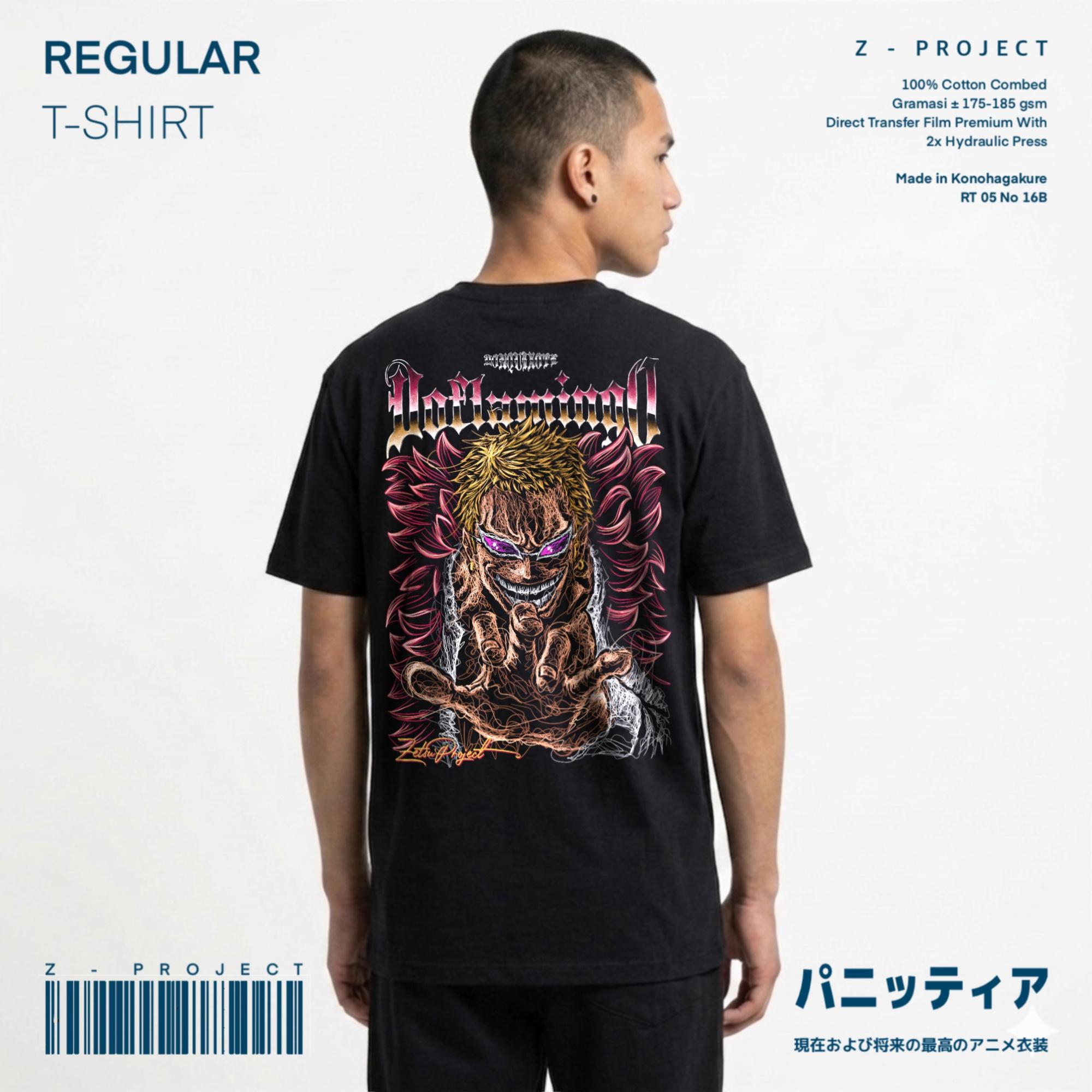 Zetproject Zetsu - Kaos Tshirt Anime Distro Hitam Pria Wanita Lengan Pendek - Doflaminggo