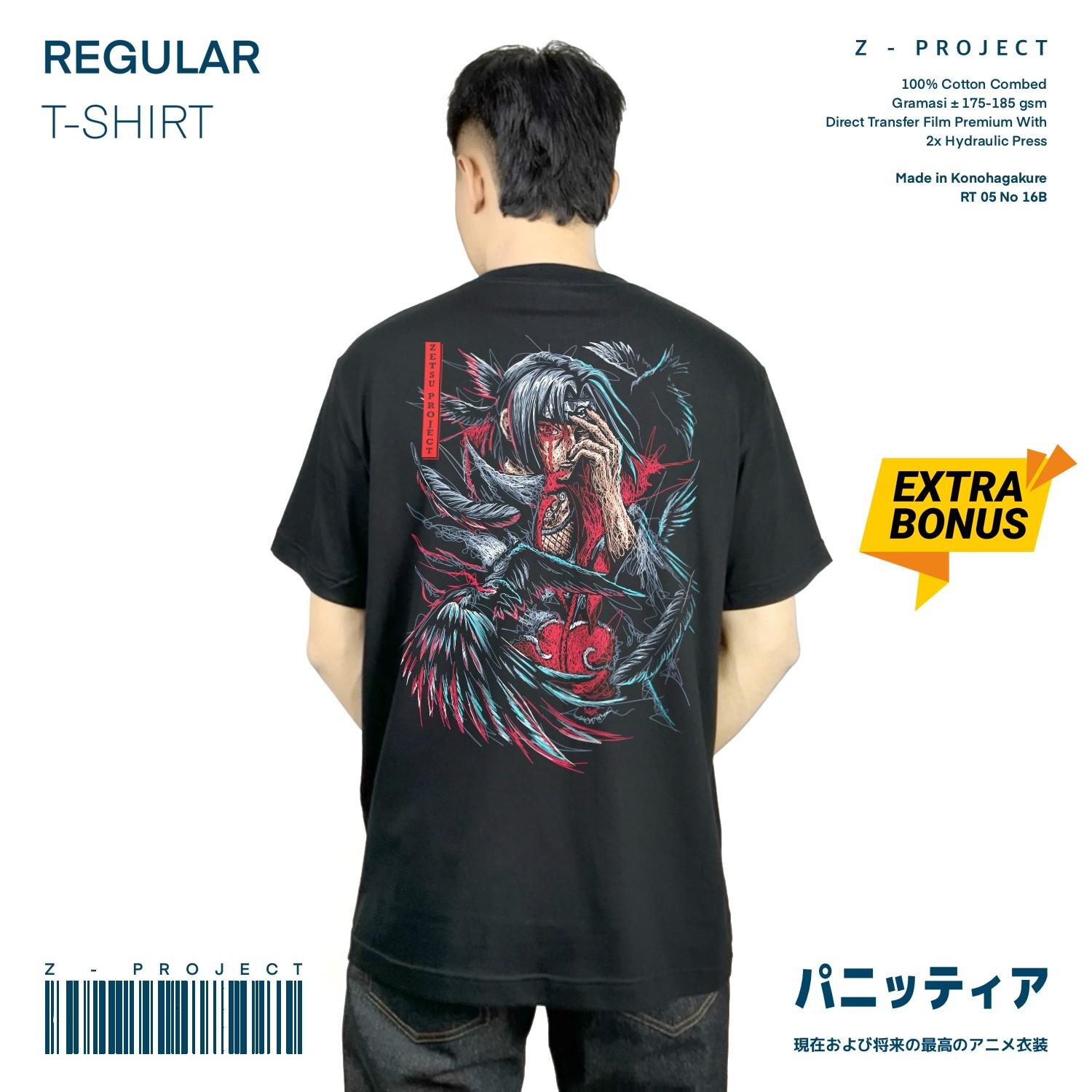 Zetproject Zetsu - Kaos Tshirt Anime Distro Hitam Pria Wanita Lengan Pendek - Itachi