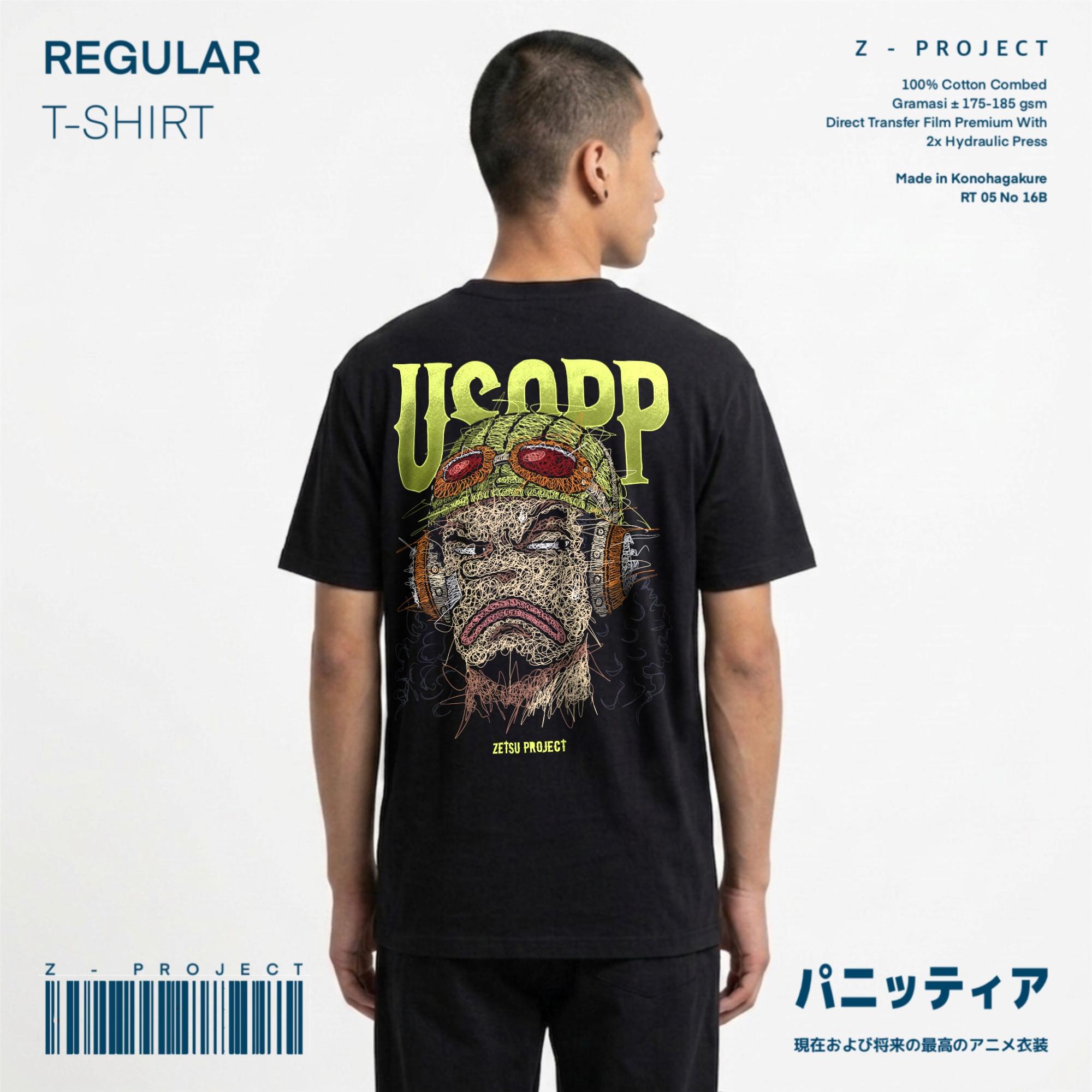 Zetproject Zetsu - Kaos Tshirt Anime Distro Hitam Pria Wanita Lengan Pendek - Usopp
