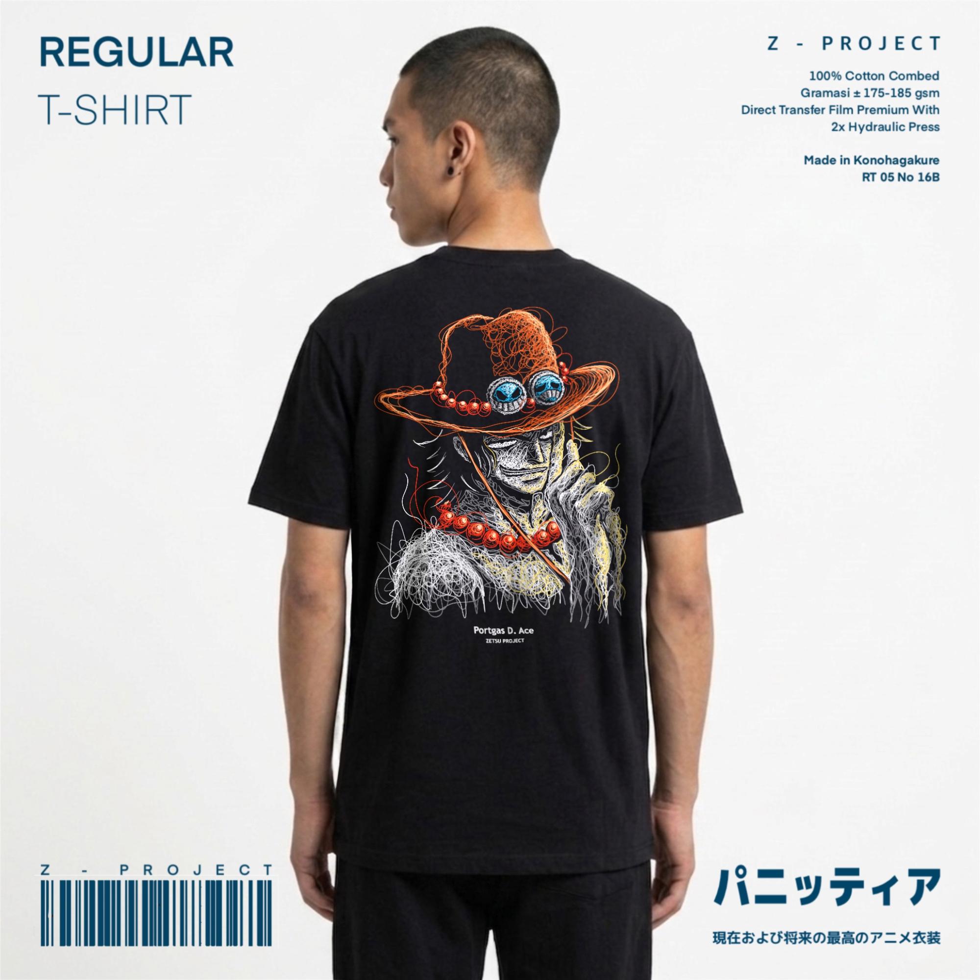 Zetproject Zetsu - Kaos Tshirt Anime Distro Hitam Pria Wanita Lengan Pendek - Ace