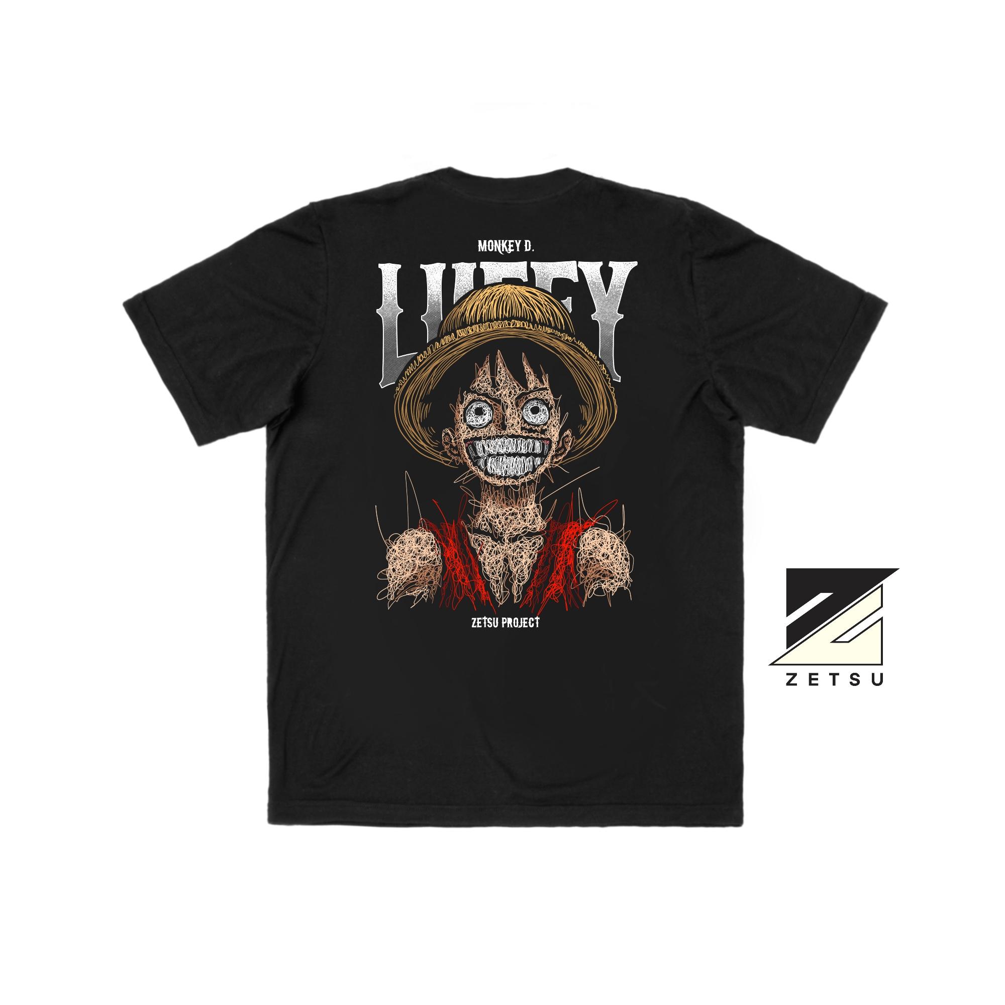 Zetproject Zetsu - Kaos Tshirt Anime Distro Hitam Pria Wanita Lengan Pendek - Luffy-4