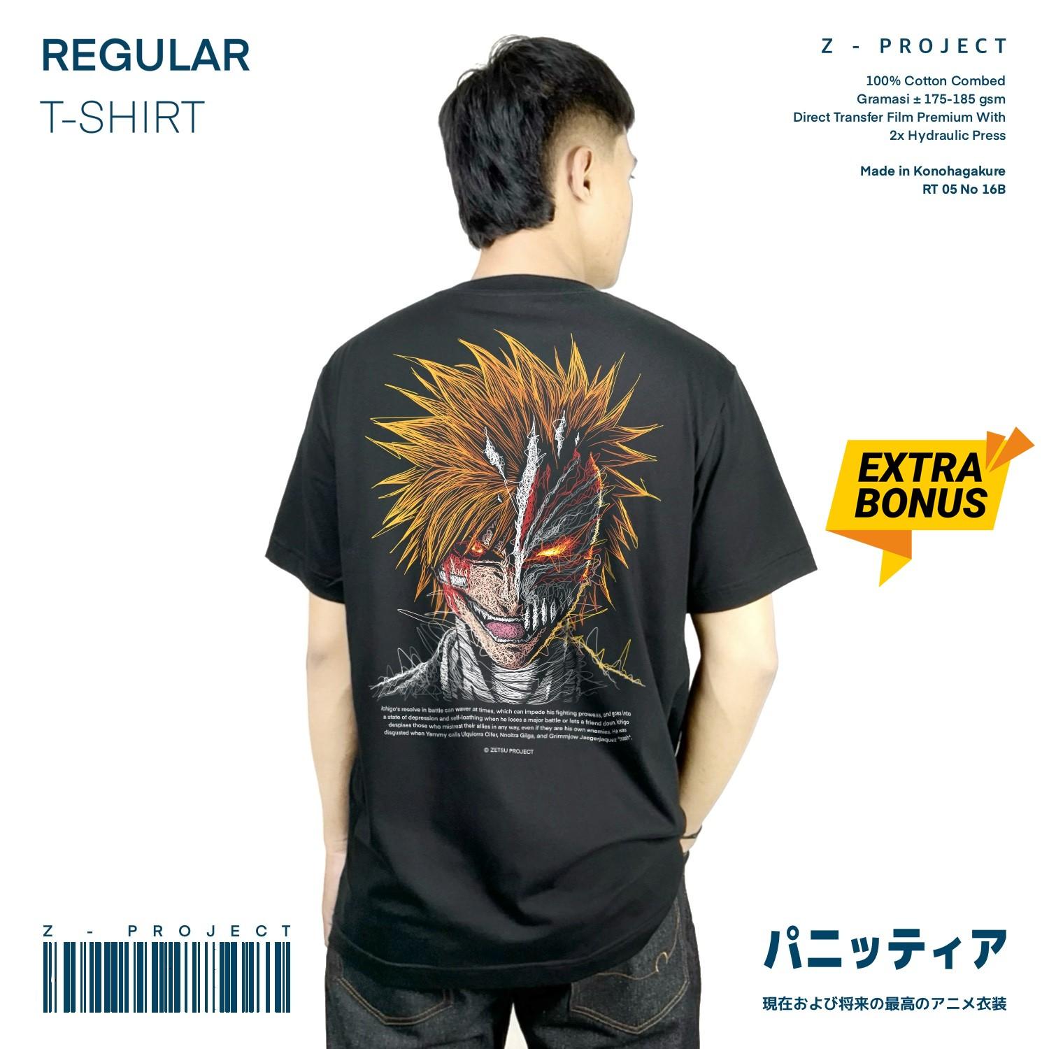 Zetproject Zetsu - Kaos Tshirt Anime Distro Hitam Pria Wanita Lengan Pendek - Ichigo