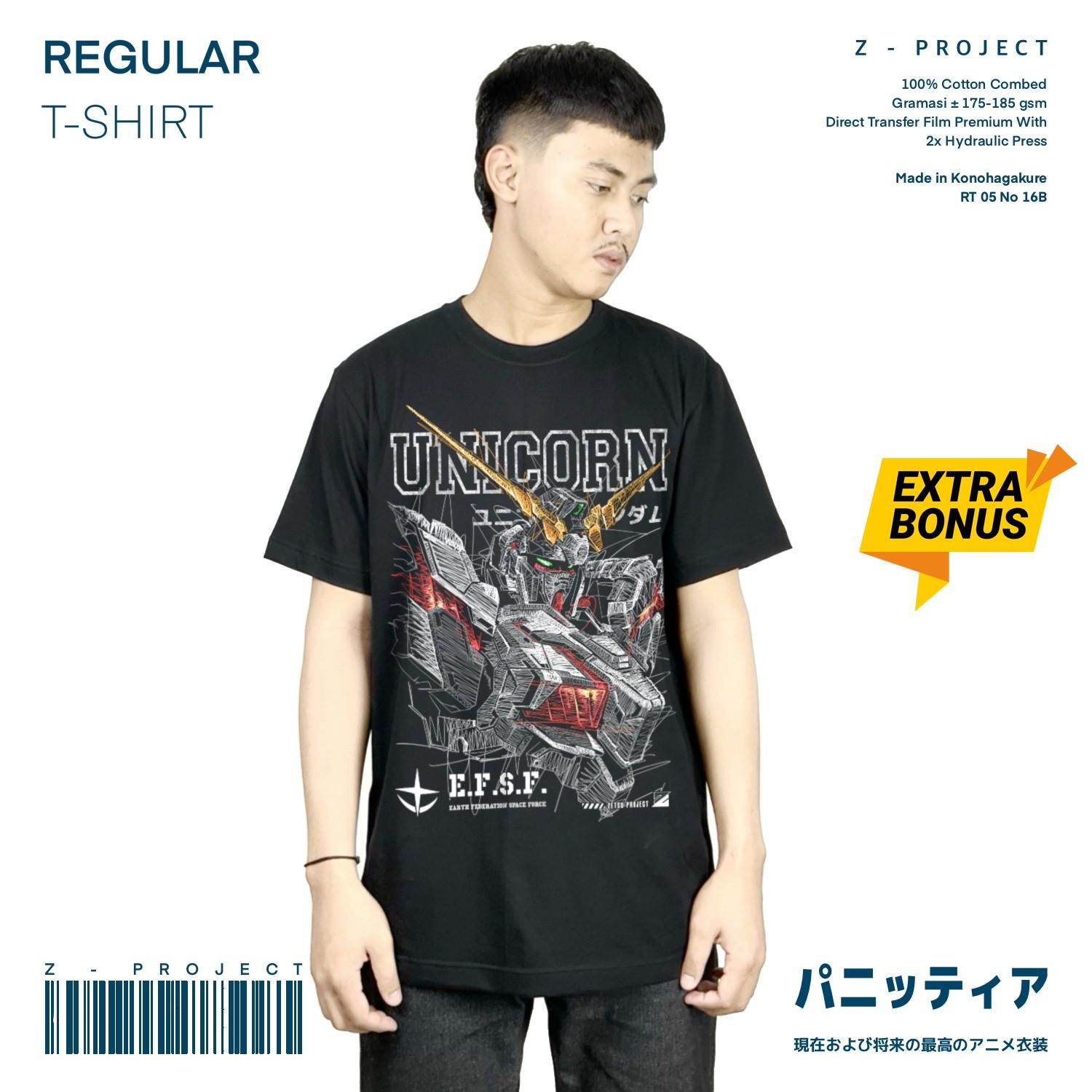 Zetproject Zetsu - Kaos Tshirt Anime Distro Hitam Pria Wanita Lengan Pendek - Unicorn