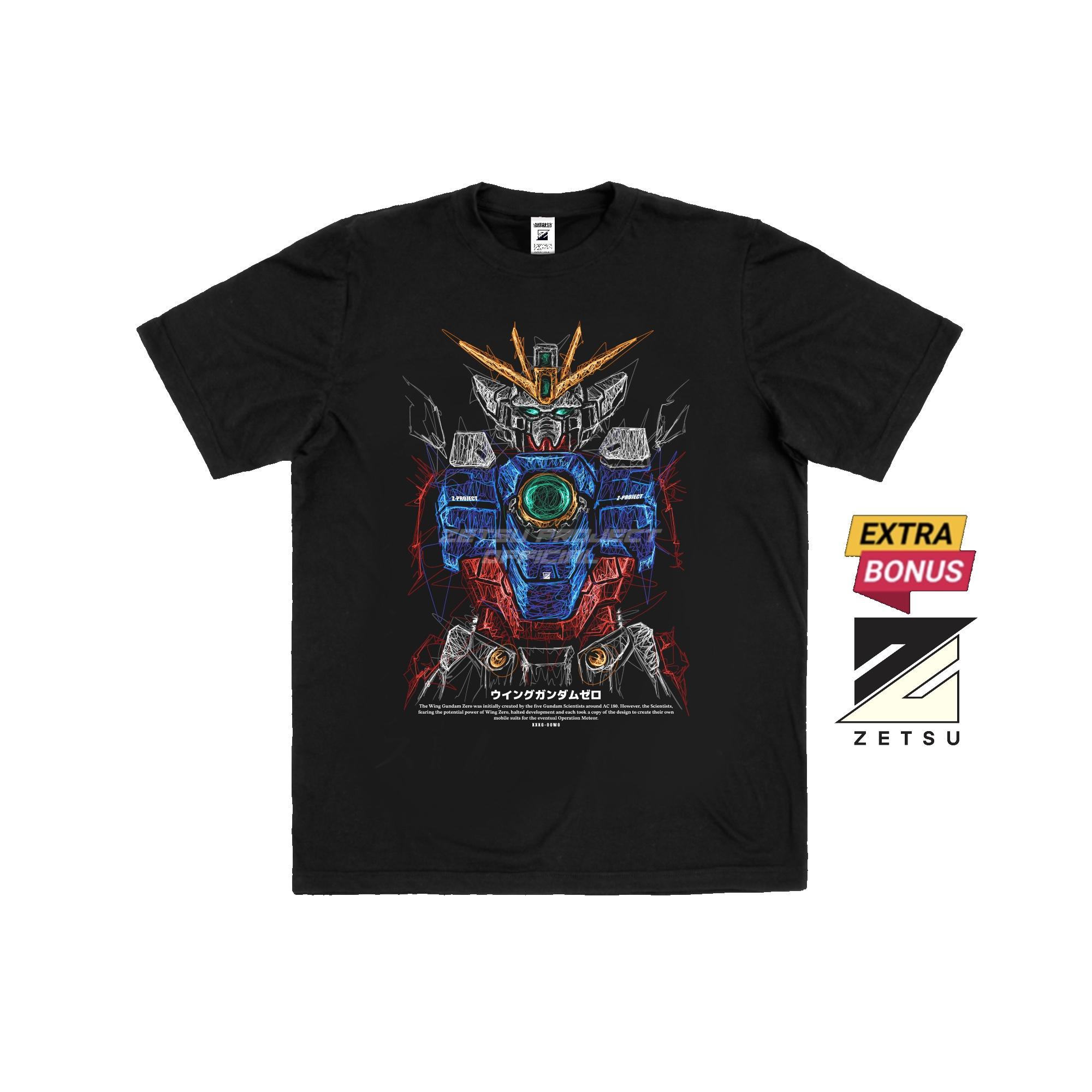 Zetproject Zetsu - Kaos Tshirt Anime Distro Hitam Pria Wanita Lengan Pendek - Wing-2