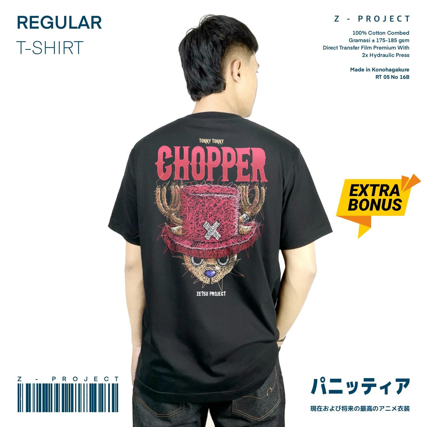 Zetproject Zetsu - Kaos Tshirt Anime Distro Hitam Pria Wanita Lengan Pendek - Chopper