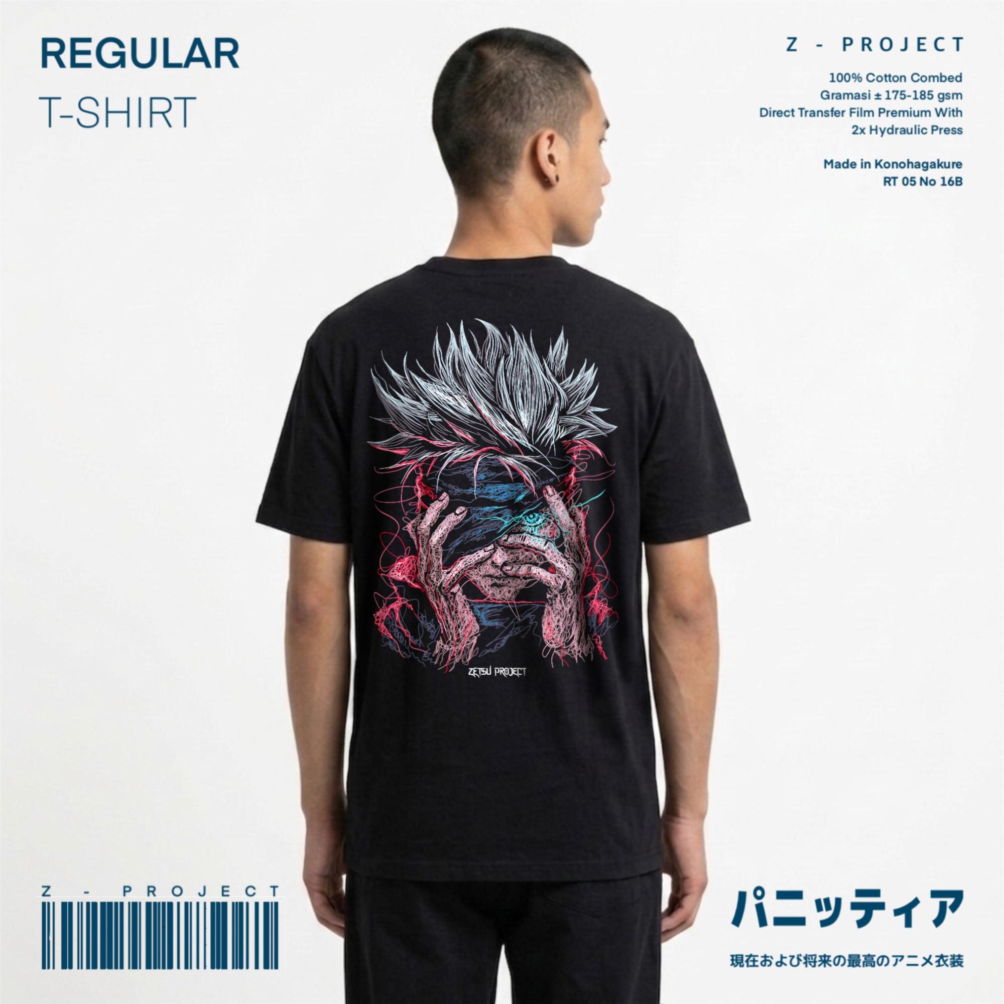 Zetproject Zetsu - Kaos Tshirt Anime Distro Hitam Pria Wanita Lengan Pendek - SCGojo