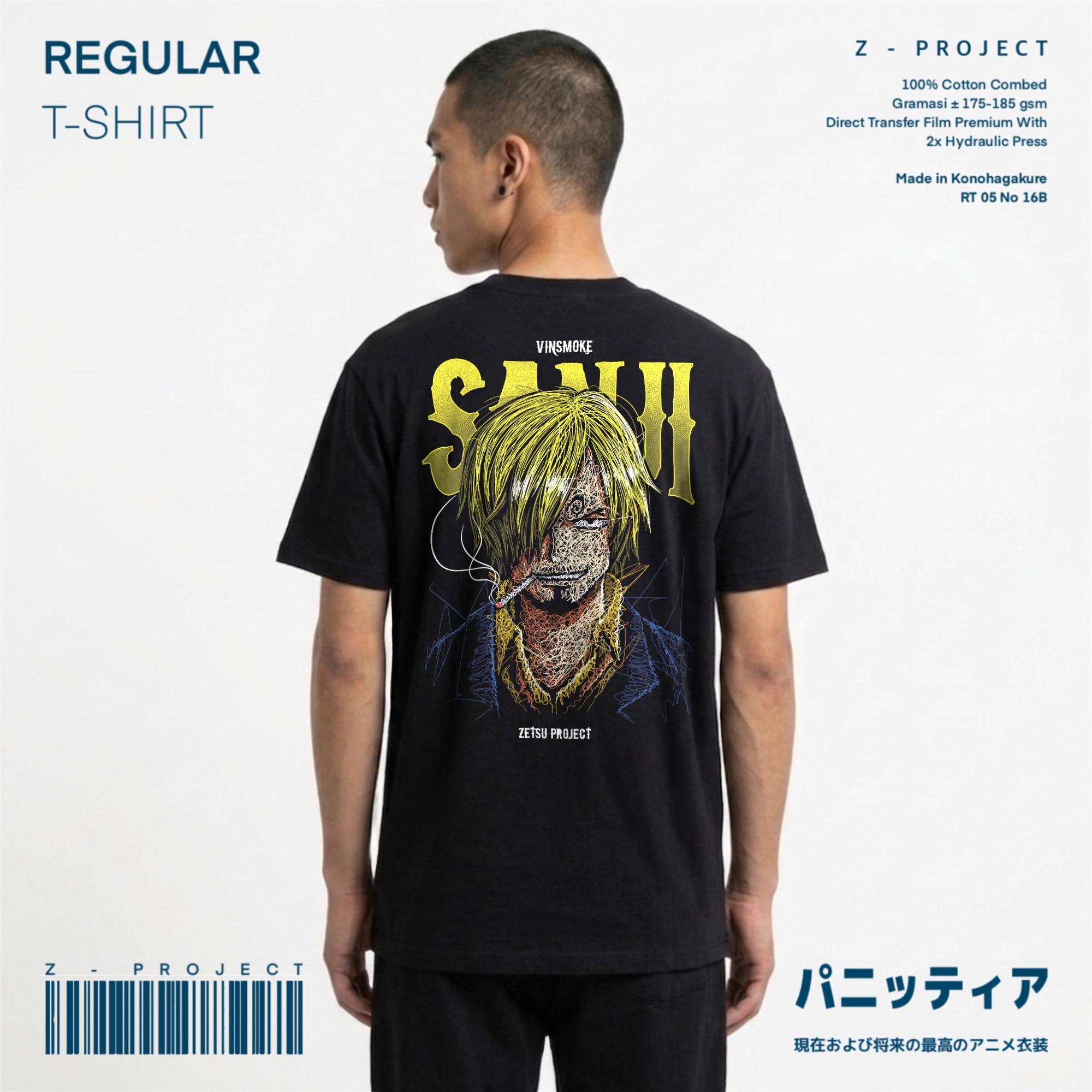 Zetproject Zetsu - Kaos Tshirt Anime Distro Hitam Pria Wanita Lengan Pendek - Sanji