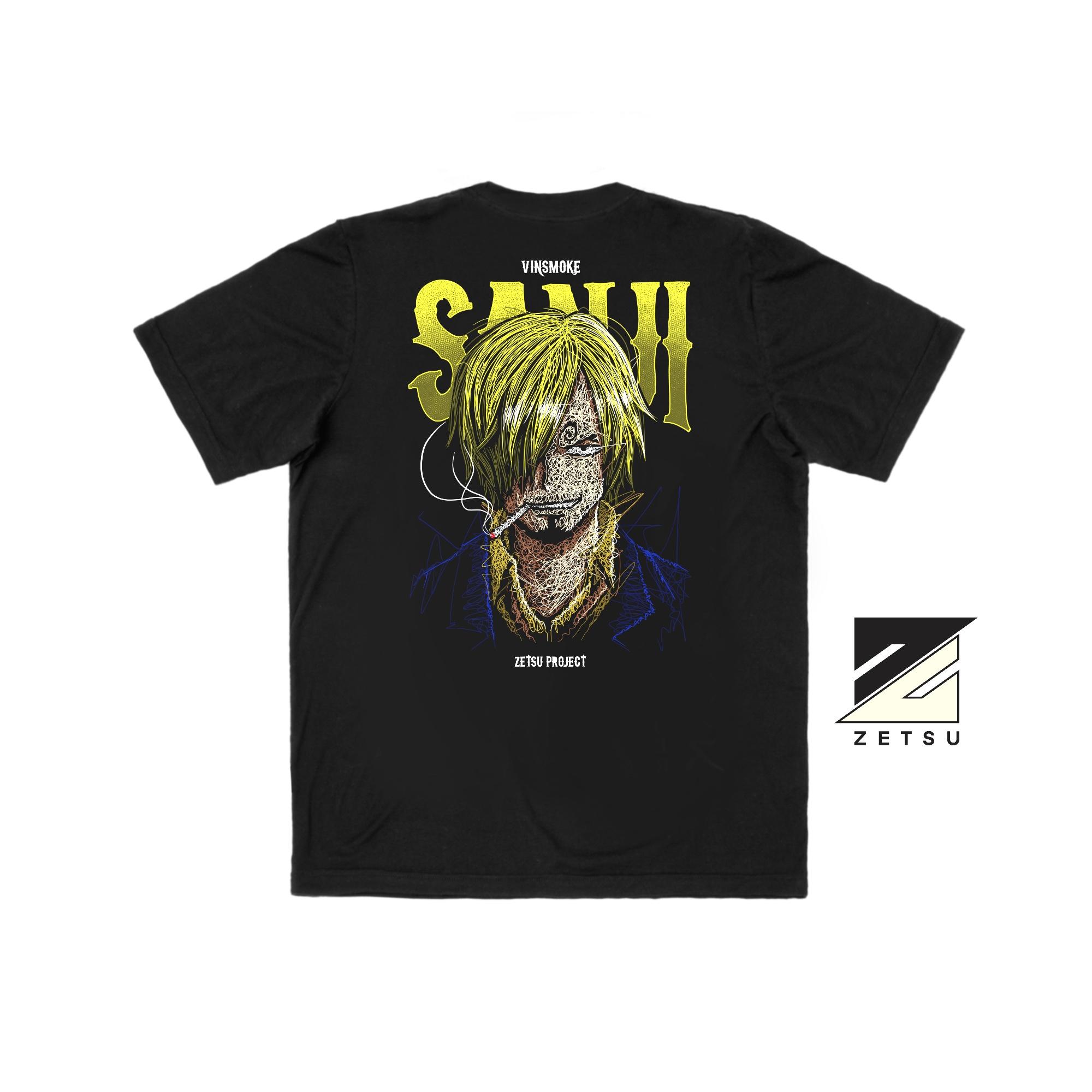 Zetproject Zetsu - Kaos Tshirt Anime Distro Hitam Pria Wanita Lengan Pendek - Sanji-4