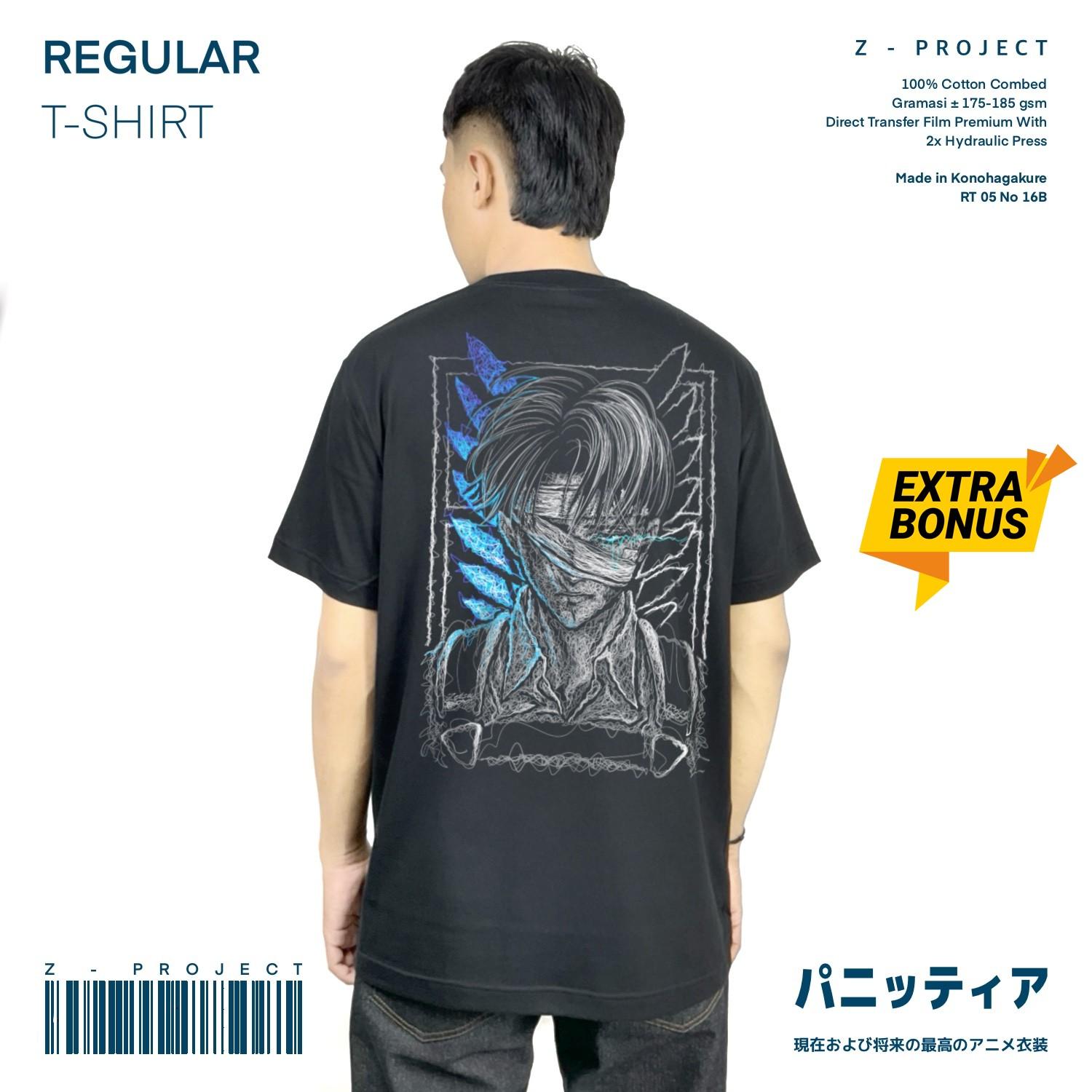 Zetproject Zetsu - Kaos Tshirt Anime Distro Hitam Pria Wanita Lengan Pendek - Levi