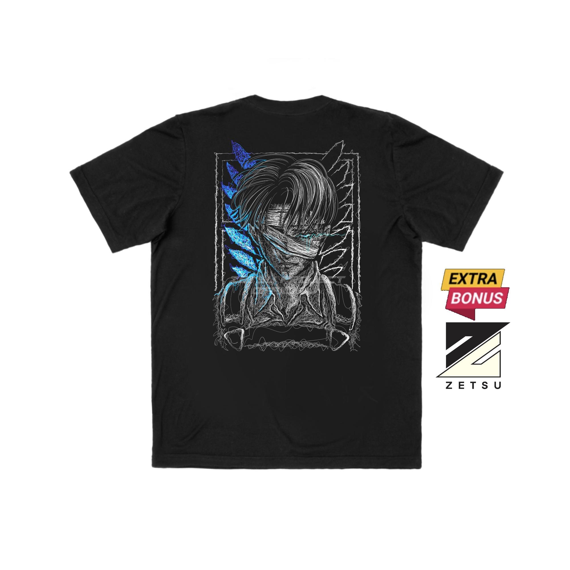 Zetproject Zetsu - Kaos Tshirt Anime Distro Hitam Pria Wanita Lengan Pendek - Levi-3