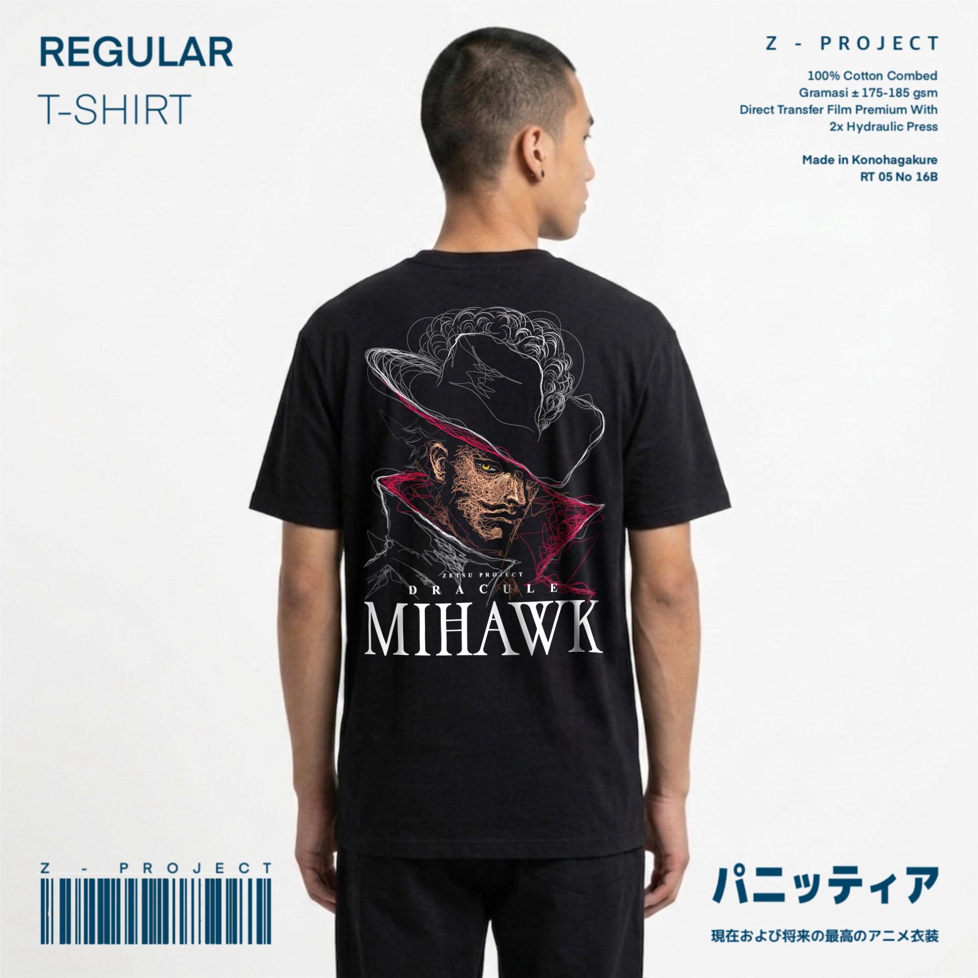 Zetproject Zetsu - Kaos Tshirt Anime Distro Hitam Pria Wanita Lengan Pendek - Mihawk