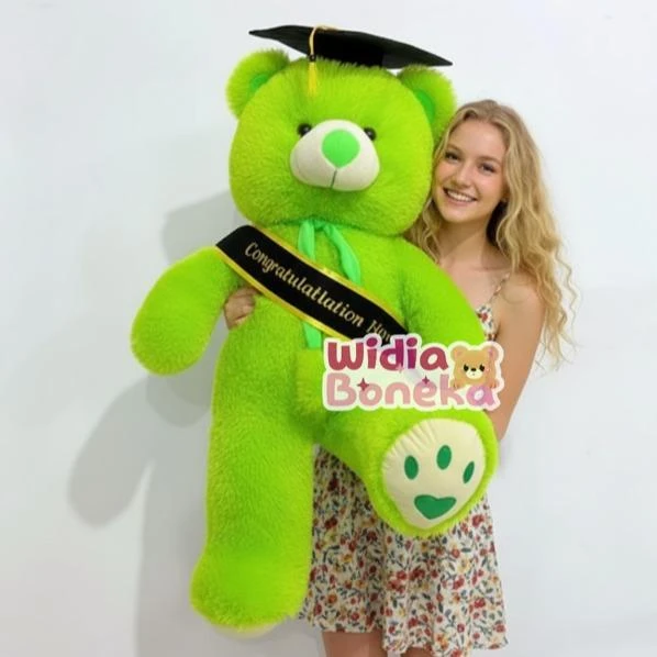 Boneka Wisuda Jumbo Teddy Bear Syal Telapak 90cm + Slempang Bordir Dolls Plastik