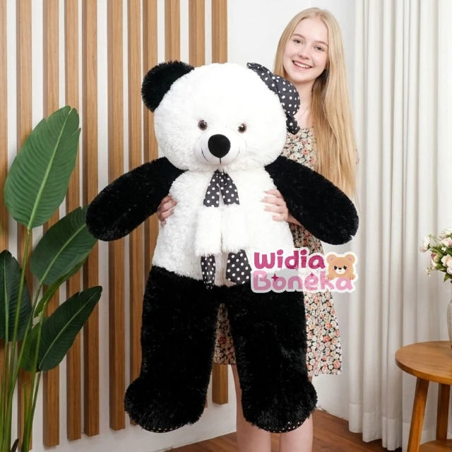 Boneka Teddy Bear Syal Topi Jumbo 90 cm