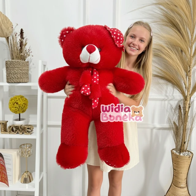 Boneka Beruang Teddy Bear Syal Topi 70cm murah lucu halus lembut
