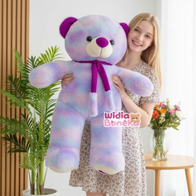 Boneka Teddy Bear Rainbow Telapak Syal  XL 70cm