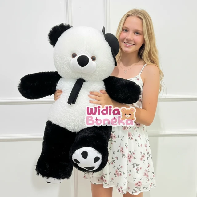 Boneka Teddy Bear Topi Syal Telapak XL 70 cm