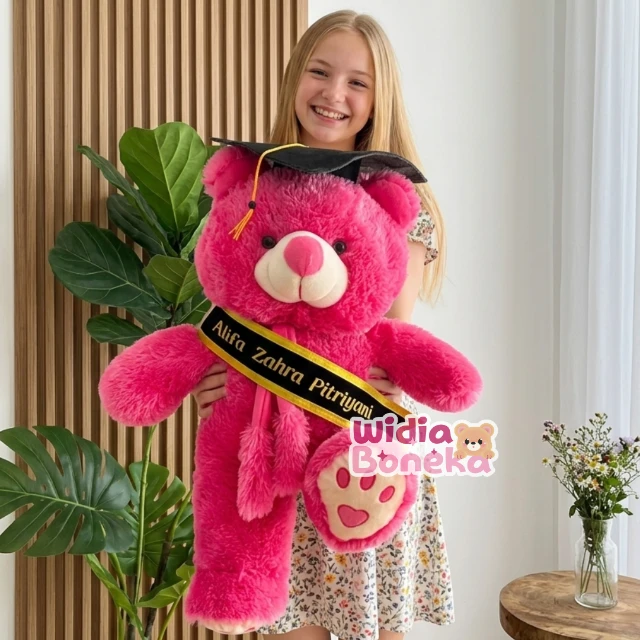 Boneka Wisuda XL Bear Syal Telapak + Slempang Bordir