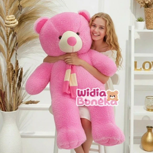 Boneka Teddy Bear Syal Salur Jari Jayen Bahan Rasfur Premium