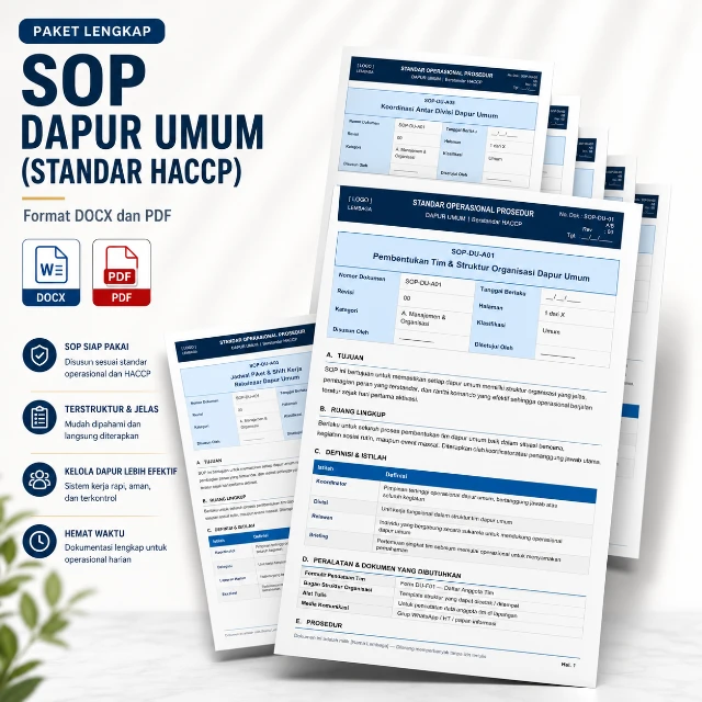 SOP Dapur Umum Berstandar HACCP & Bonus Exclusive