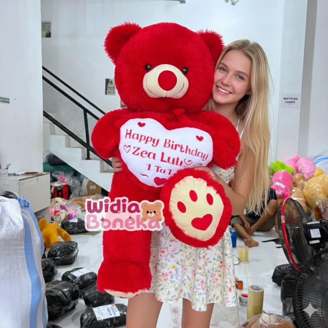 CUSTOM NAMA BONEKA TEDDY BEAR XL 70CM TELAPAK SYAL
