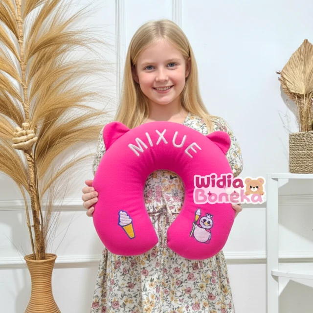 Bantal leher karakter Mixue king ice cream viral bantal travel