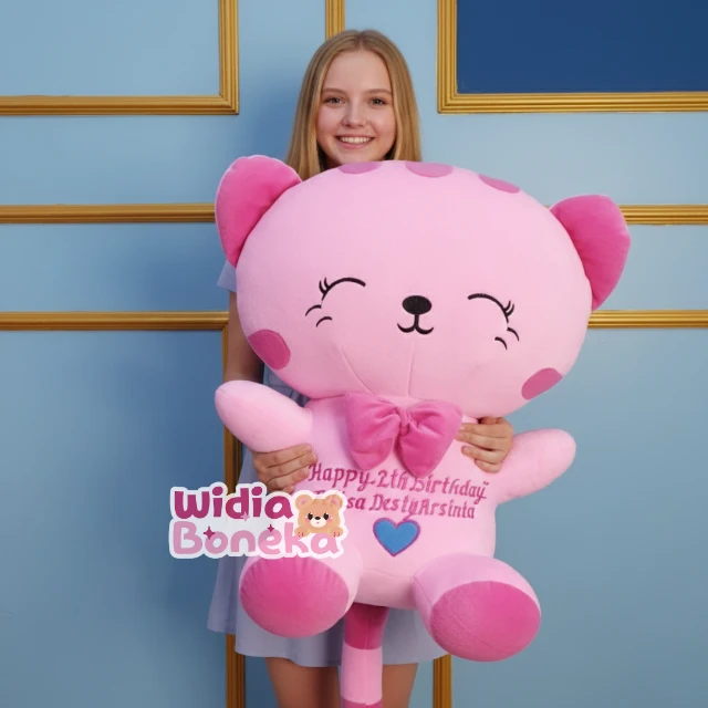 CUSTOM NAMA Boneka Kucing Kawai Jumbo Besar Murah Halus Lembut Lucu / Kucing Cantik 
