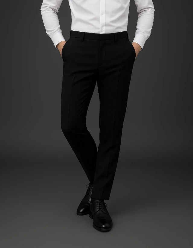 Size 27 - 39 Bahan Hitam Pekat (Jet Black) Celana Formal Slim/Reguler Pria Pinggang Melar