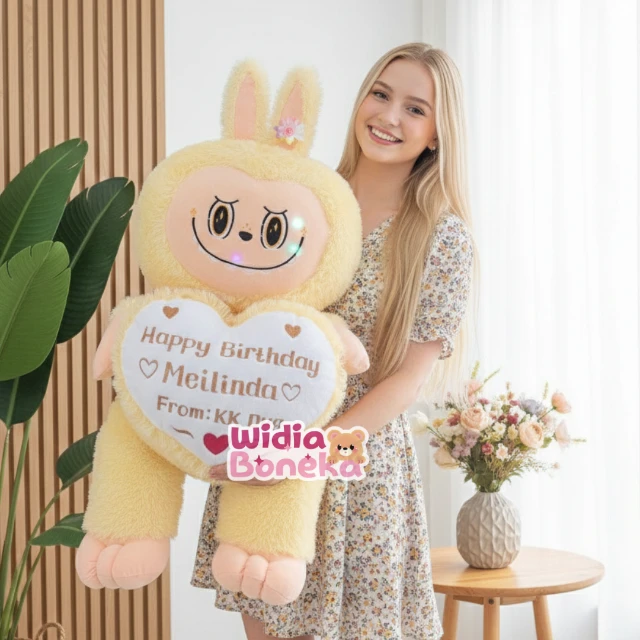 FREE UKIR NAMA Boneka Labubu Jumbo 80cm Sudah Dilengkapi Lampu LED