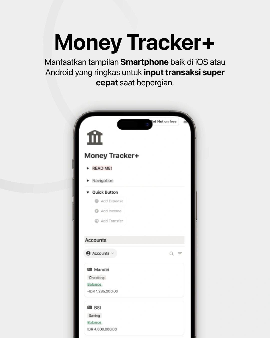 Money Tracker Mobile View