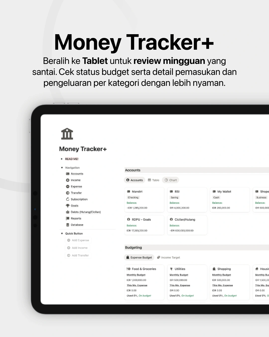 Money Tracker Tablet View
