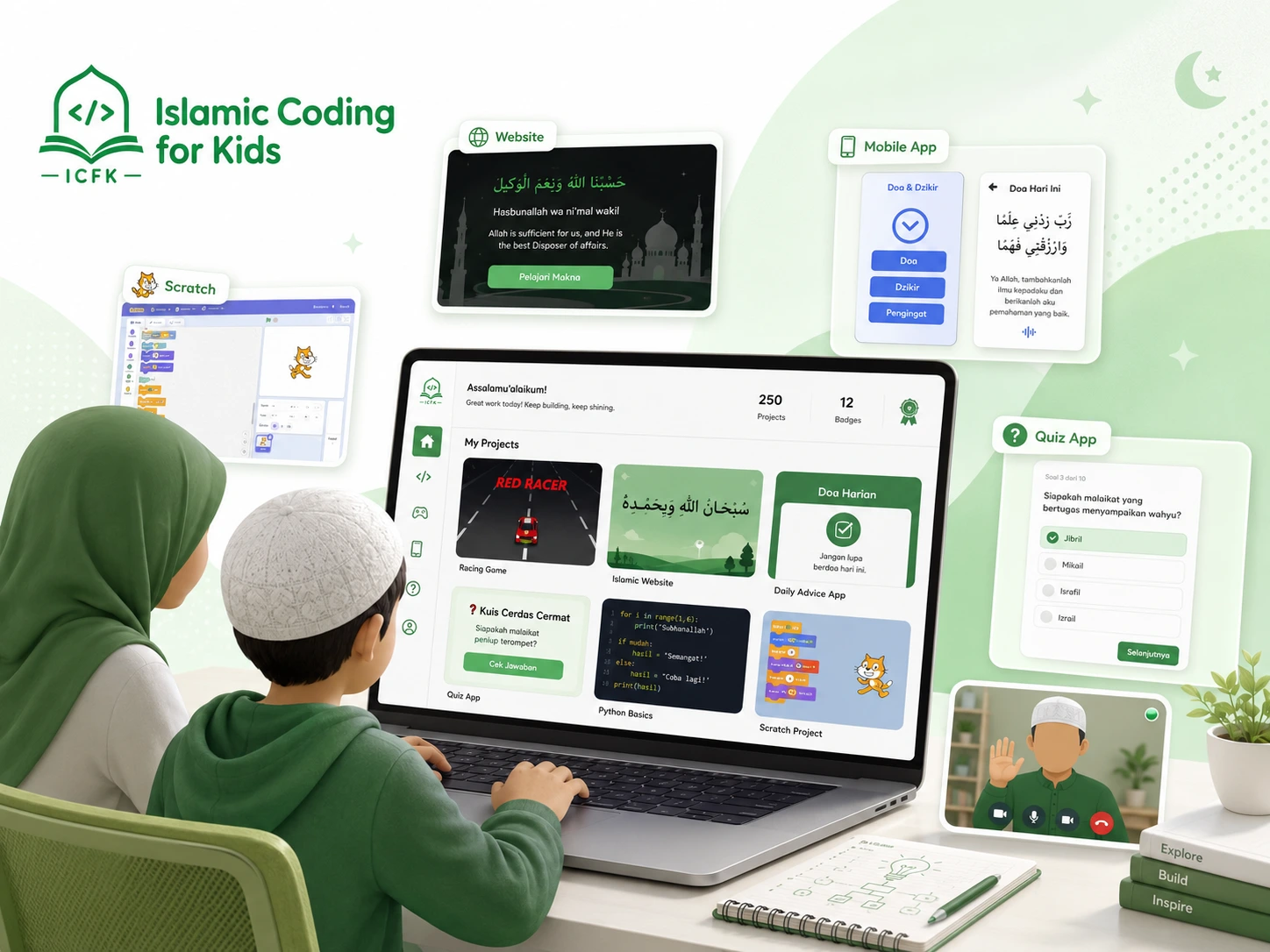 Anak belajar coding online bersama Islamic Coding for Kids