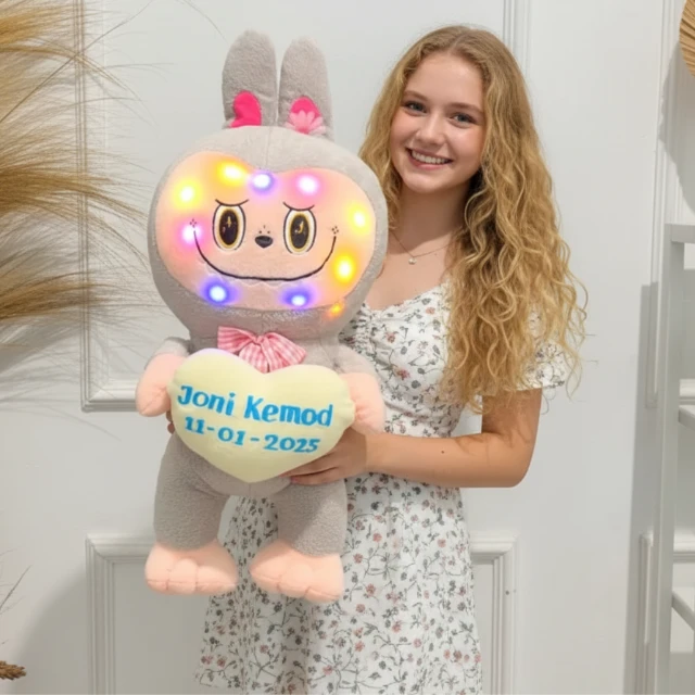 FREE UKIR NAMA Boneka Labubu L 55cm Sudah Dilengkapi Lampu led