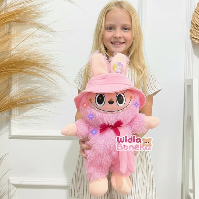 Boneka labubu model Topi Syal tinggi S 35 cm