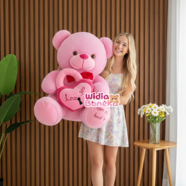 Boneka beruang teddy bear hati bordir kaki ukuran 60cm