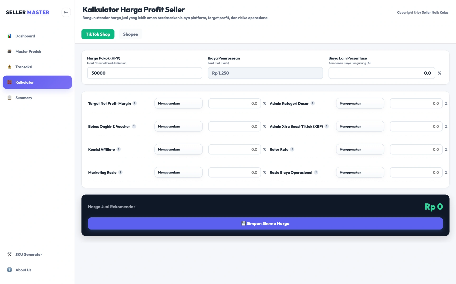 Kalkulator Harga Profit Seller